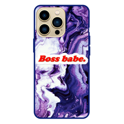 Husa IPhone 15 Pro, Protectie AirDrop, Marble, Boss Babe